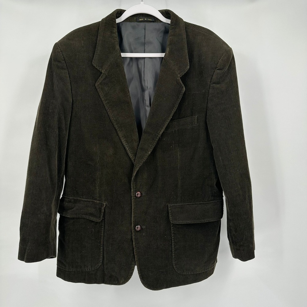 Members Only Corduroy‎ Blazer Size 40R Jacket Dark Brown Elbow Patches Academia